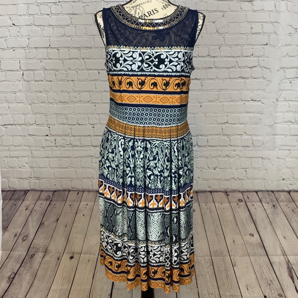 Covington Blue & Gold with Blue Mesh top & Glam!